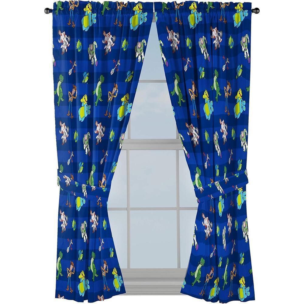 NEW Jay Franco Toy Story Window Drapes  4 Pc Curtain Set W/ 2 Tiebacks 63" X 42"